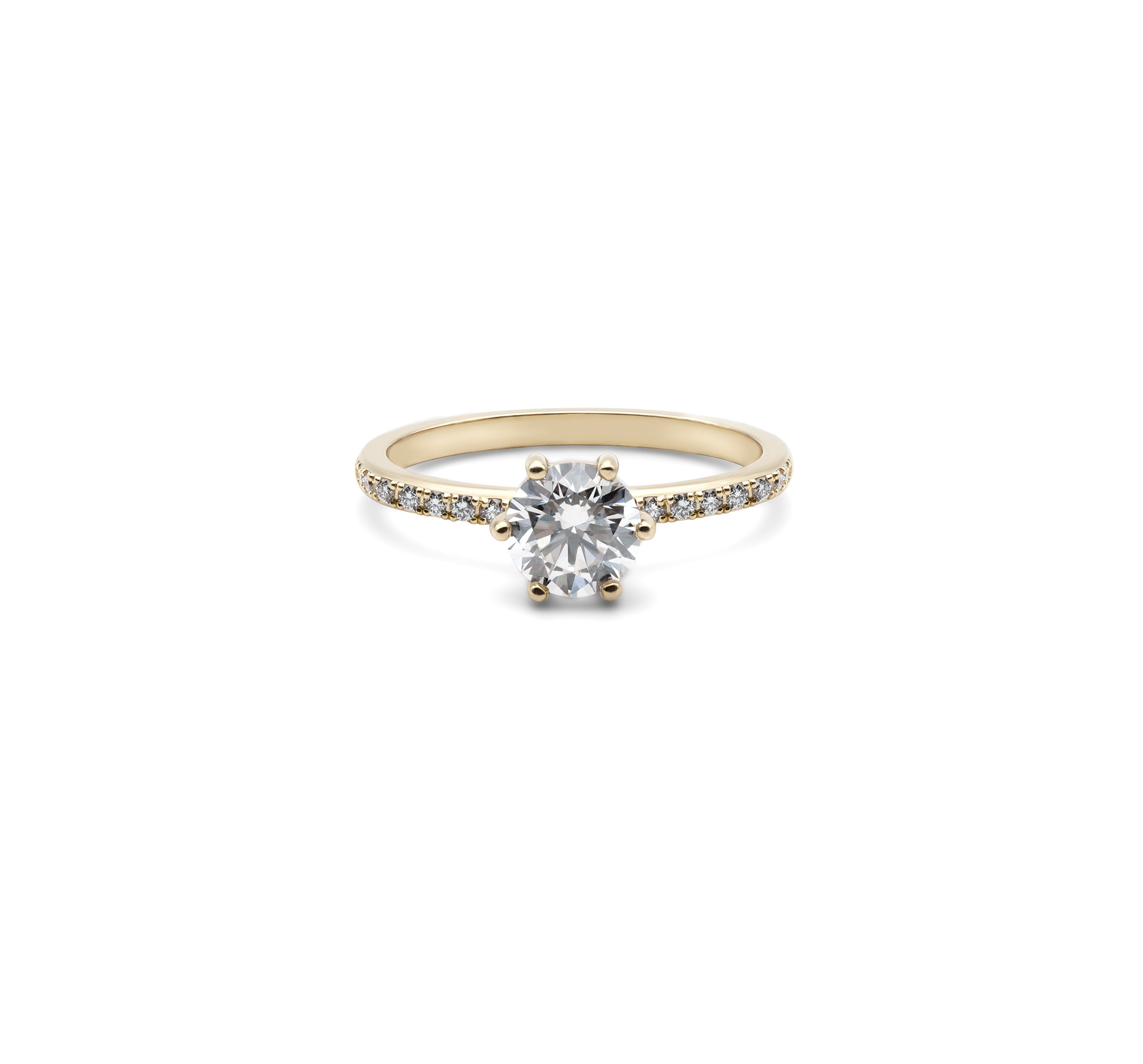 The Solitaire Pave 18K gold sustainable jewelry fine jewelry lab